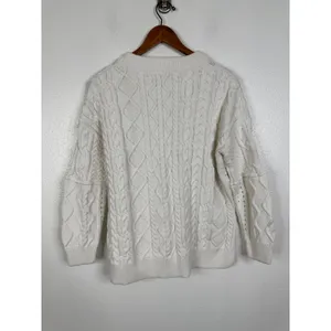 Anthropologie Pilcro Cream Cable Knit Patchwork Sweater Small OB1216993 thumbnail 2