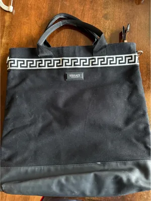 Versace Fragrances Black Tote Bag with Greek Key Pattern thumbnail 1
