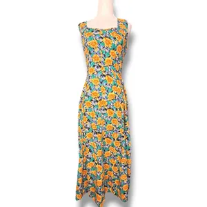 Vintage All That Jazz Floral Maxi Dress Open Cross Back Sunflower Garden Party thumbnail 3