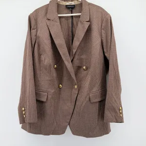 Lane Bryant The Bryant Blazer Brown Houndstooth Double Breasted Size 28 thumbnail 2