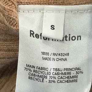 Reformation Luisa Tan Brown Knit Cashmere Turtleneck Cropped Sweater thumbnail 4