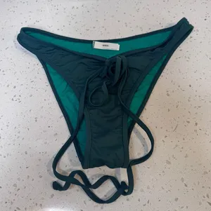 KYA‎ Swim Womens Dark Teal Tie Front Bikini Bottoms Size Medium M Made in USA thumbnail 1