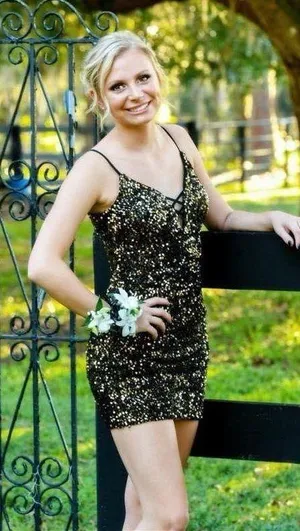 Gold and Black Sequin Homecoming Dress thumbnail 1
