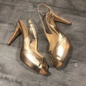 Kate spade light gold open toed heels thumbnail 4