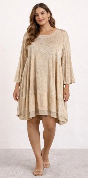 HAH Hot‎ as Hell Cream Crushed Velvet Bell Sleeve Mini Dress FLAW Womens Large thumbnail 1