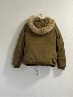 Zara Down Puffer Parka Coat Hooded Jacket w/ Faux Fur S thumbnail 3