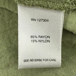 JOHN MARK Olive Green Textured‎ Button Front Shirt Tunic Top Size Small Roll Tab thumbnail 9