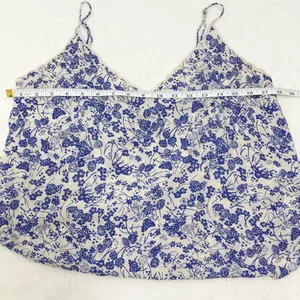 FREE PEOPLE‎ blue & white floral scalloped cami top Size S thumbnail 9