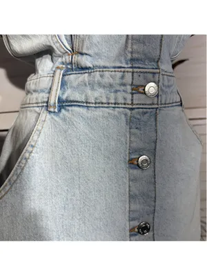 Zara mini dress denim light blue sleeveless Y2K 90s grunge cottage festival sz M thumbnail 13