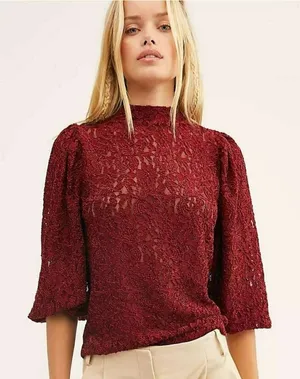 Free People Sweet Talker Lace Blouse‎ Size S thumbnail 1