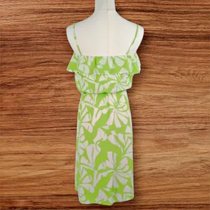 Lilly Pulitzer Darcia Silk Dress Wishing You Were Here Limeade Sz 10 NO BELT thumbnail 2