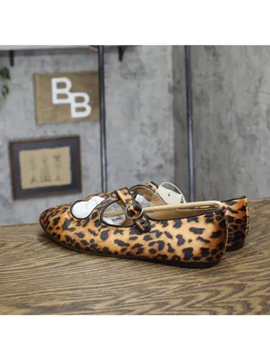 NWT A New Day Tasmin Velvet Mary Jane Flats 94568234 Leopard Brown Multi 11M thumbnail 3