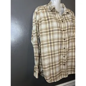 Gap Big Shirt Flannel Shirt Women's Small Yellow Plaid Button Front Casual y2k thumbnail 2