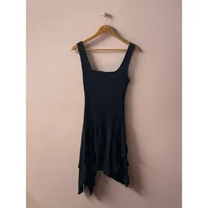 Zara Black Ribbed Bodice Asymmetrical Tiered Flowy Skirt Mini Dress Size M NWT thumbnail 12