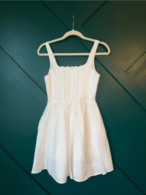 Papermoon Cotton Poplin Corset Mini Square Neck Pleated Pockets Cottagecore Dres thumbnail 3