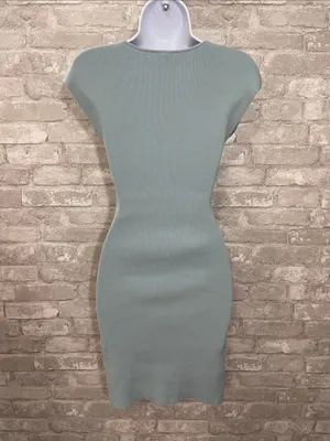 Wilfred Light Blue Ribbed Cutout Mini Dress thumbnail 2