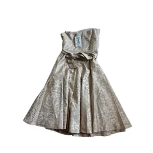 NWT Vintage Tibi Strapless Dress 2 Gold Damask Brocade Beaded‎ Floral Cocktail thumbnail 2
