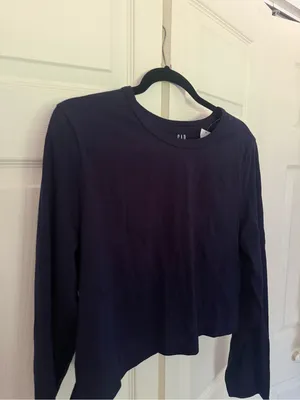 NWT GAP Organic Cotton VintageSoft Crop T-Shirt Navy Blue Size Large thumbnail 3