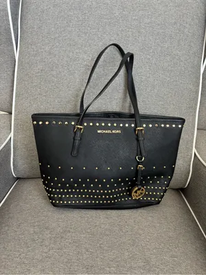 Michael Kors Black Saffiano Studded Tote with Gold Hardware thumbnail 4