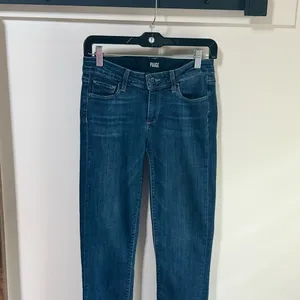 PAIGE Miki Straight Jeans In Merrick released Raw Hem Size 27 Dark Wash thumbnail 7