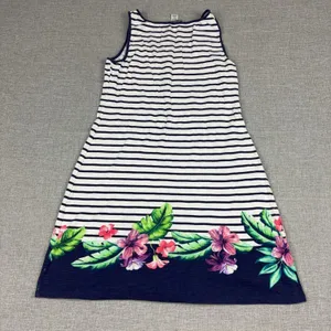 Tommy Bahama Dress Womens XS White Striped Scoop Neck Tank Sundress Floral thumbnail 6