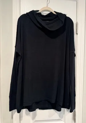 We The Free Free People Size S Black Oversized Cowl Neck Split Back Sweater thumbnail 1