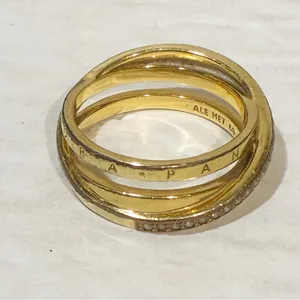 Pandora Crossover Pavé Triple Band Ring 14k‎ gold plating Size 9 thumbnail 2
