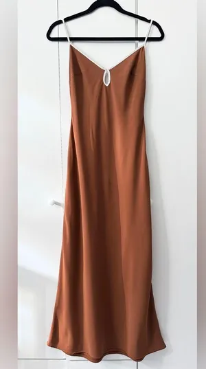 Abercrombie & Fitch Keyhole Slip Maxi Dress - Ochre - XSP thumbnail 13