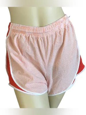 Shorties By Lauren James Orange Stripe Retro Gym Shorts (M) thumbnail 2