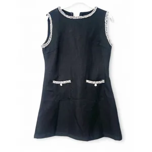 Boutique | M | Classic Mini Dress Quiet Luxury Sleeveless Button Front Tweed thumbnail 2