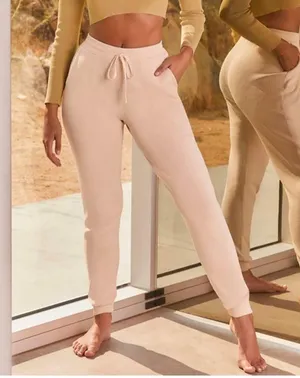 Oh Polly ribbed knit joggers sweatpants high waisted influencer bo+tee ivory thumbnail 1