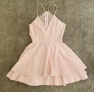 Dainty Hooligan Pink Fit & Flare Lace Back Dress thumbnail 1