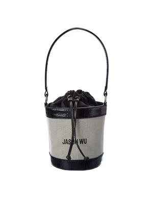 Jason Wu Textured Canvas Leather Crocodile Trim Bucket Bag thumbnail 11