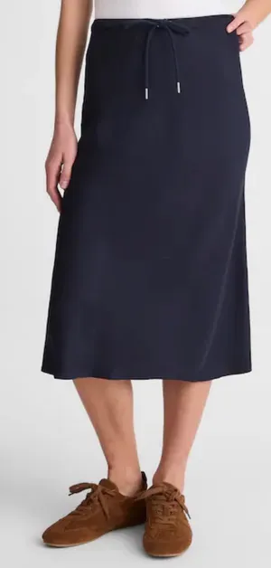 NWT Madewell Drawstring Midi Skirt Navy‎ Blue Size 2 Causal Stretch thumbnail 1