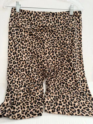 white birch Leopard Print Bike Shorts - Tan and Black thumbnail 3