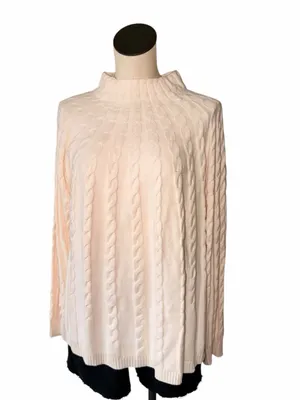 NWOT Chico's Luxe Cable Knit Sweater Super Soft Ivory Cashmere Blend US XL thumbnail 2