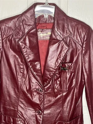 Etienne Aigner Vintage Oxblood Leather Blazer Style Jacket 80s Sz 14 thumbnail 2