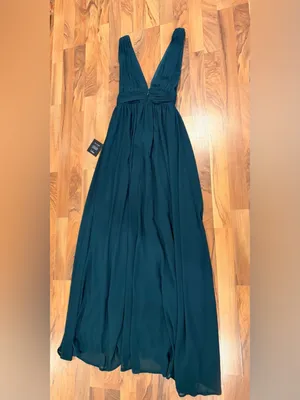 Lulu's Forest Green V-Neck Maxi Dress with High Slit thumbnail 6