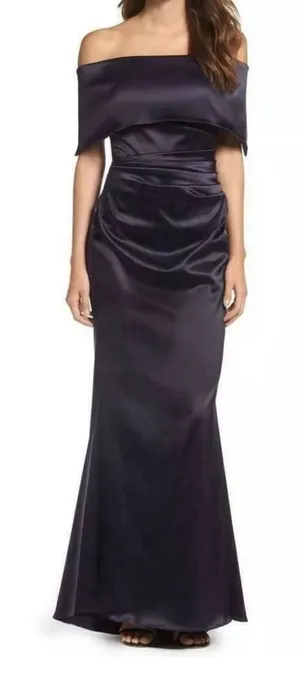 Vince Camuto Off the Shoulder SATIN Ruched thumbnail 1