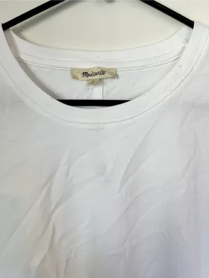 NWT *FLAWED* Madewell White Cotton Relaxed Oversized Tee - Size: Medium thumbnail 6