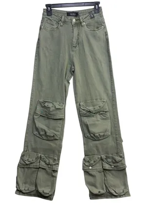 NWT Akira S‎ Green Utility Cargo Pants Pockets Streetwear Y2K Grunge Cyberpunk thumbnail 1