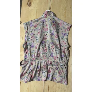 Express Womens‎ Floral Wrap Peplum Top Sleeveless Beige Pink Purple Large thumbnail 5