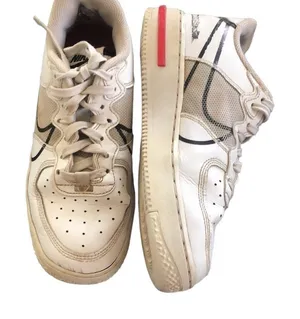 Nike Air Force 1 React White Black Red Sneakers CD6960-100 Sz 6Y D/MS/X Leather thumbnail 1