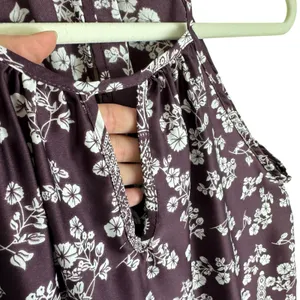Renee C. Wine Purple White Floral Racerback‎ Lightweight Tank Blouse Size M thumbnail 3