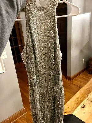 Sherri Hill Silver Sequin Dress thumbnail 4