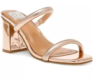 NWOT Dolce Vita Rose Gold Halsty Two-Band Strappy 3” Block Heel Sandals Size 6.5 thumbnail 1