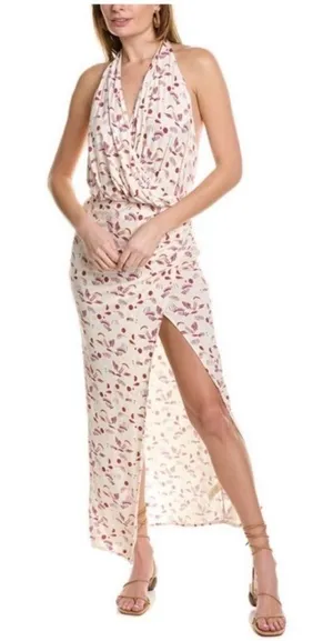 NWOT Free People Daria Graphic Maxi Dress in Ivory Combo open back M thumbnail 1