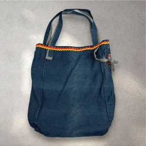 2000s Handmade Patchwork Denim Tote Bag Cottagecore Autumn Whimsy Thanksgiving thumbnail 2