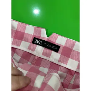 Zara‎ Pink White Gingham Picnic Ankle Pants Retro Size Small Easter Spring thumbnail 7
