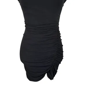 Lovers + Friends Black Ruched Bodycon Mini Dress Tulip Hem Clubwear Size Small‎ thumbnail 3